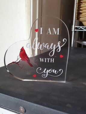 I AM Always With You Heart Acrylic Art - Red Cardinal